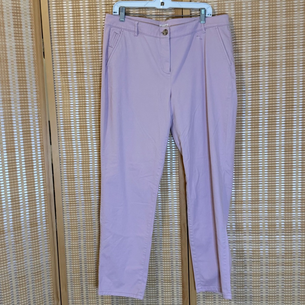 J. Jill Womens Lavender Pink Straight Leg Chino Pants Size 14 Stretch Cotton
